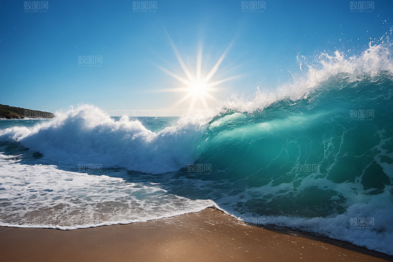 海浪清透波浪摄影图