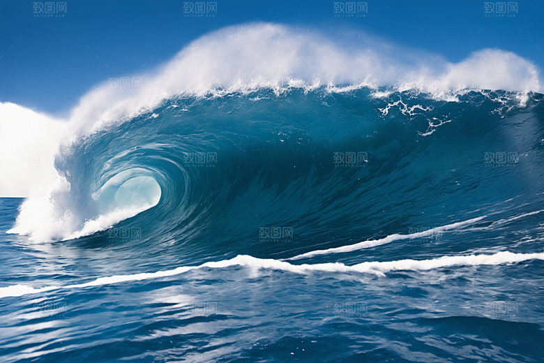 海浪波浪蓝色摄影图