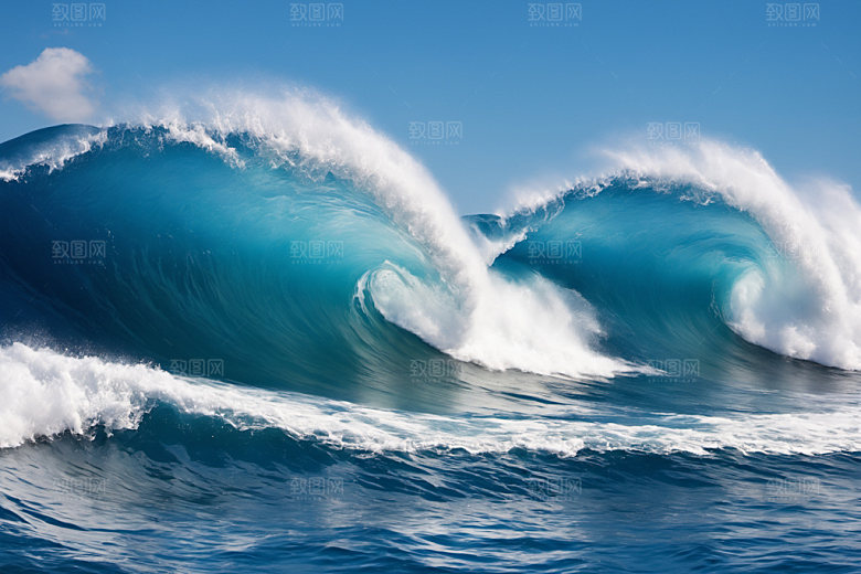 海浪清透波浪摄影图