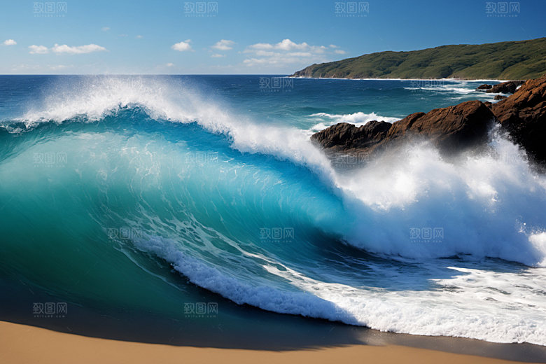 海浪大海蓝色摄影图