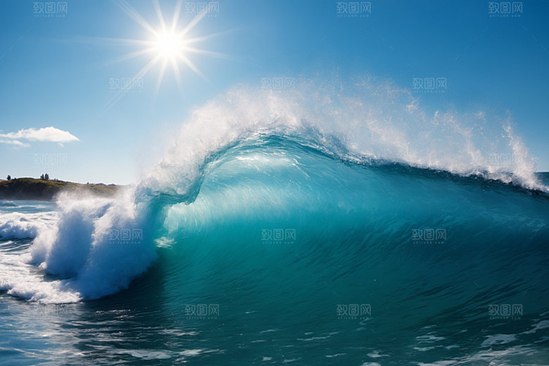 海浪浪花自然摄影图
