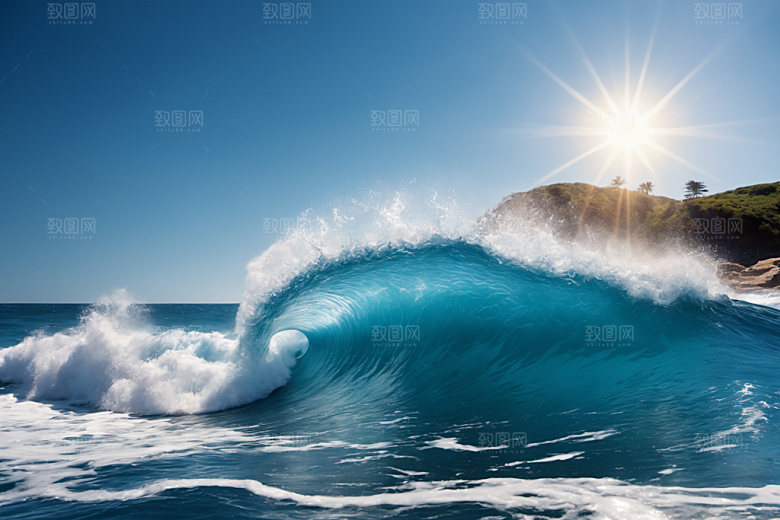 海浪海水自然摄影图