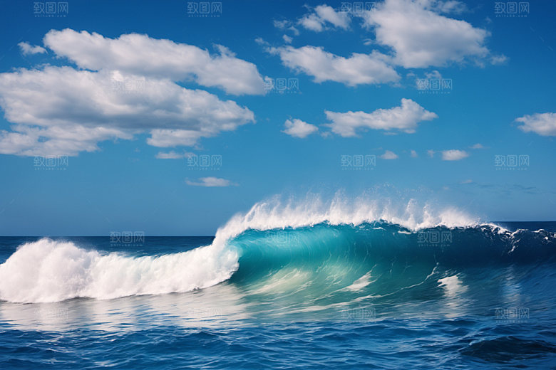 海浪清透蓝色摄影图