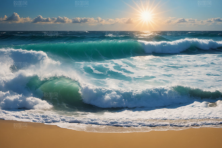 海浪波浪大海摄影图