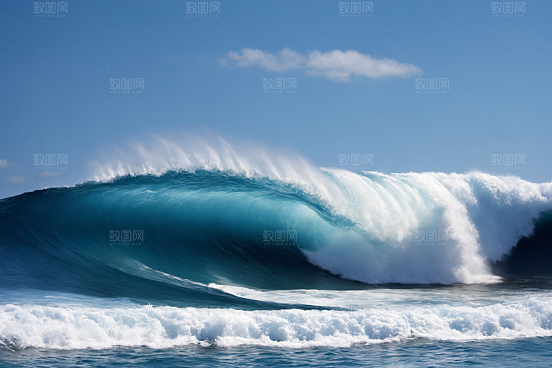 海浪波浪蓝色摄影图