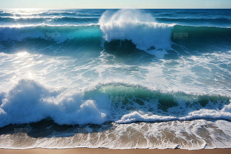 海浪大海蓝色摄影图