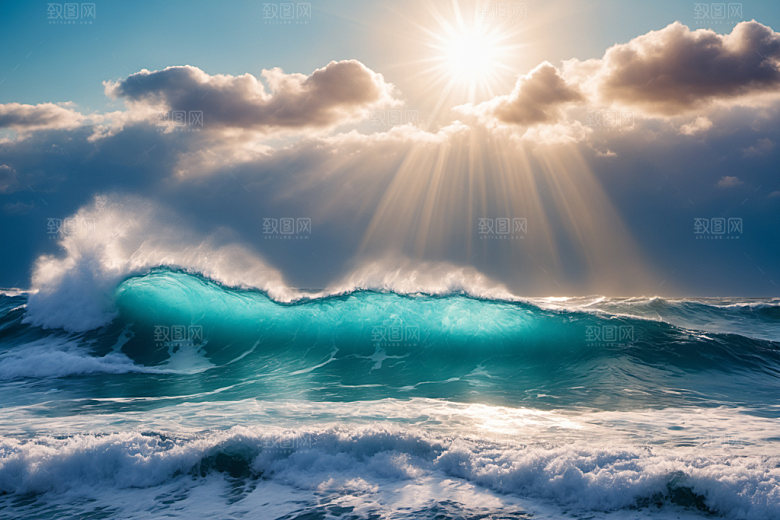 海浪蓝色自然摄影图