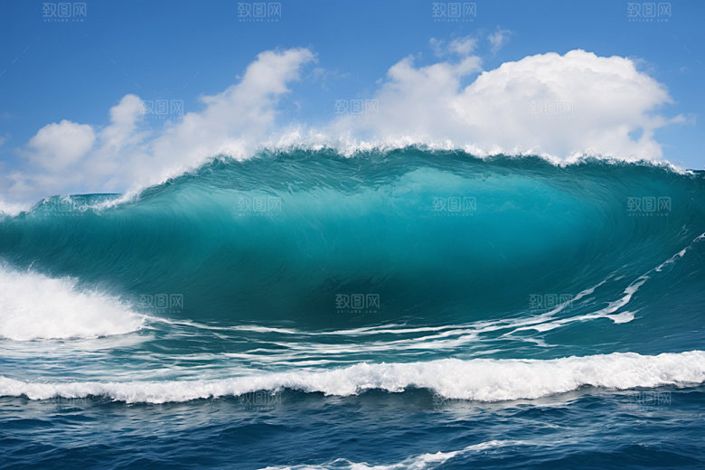 海浪清透波浪摄影图