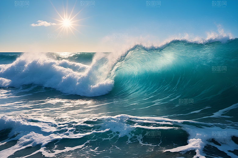 海浪蓝色自然摄影图