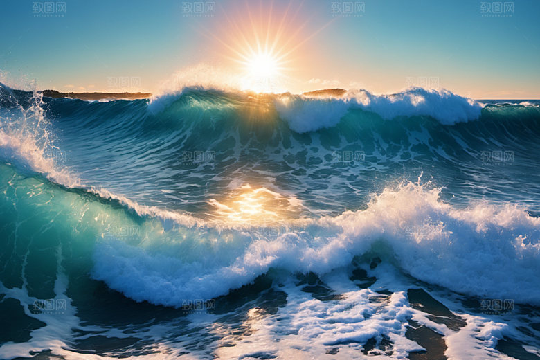 海浪蓝色大海摄影图