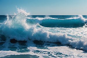海浪蓝色海水摄影图
