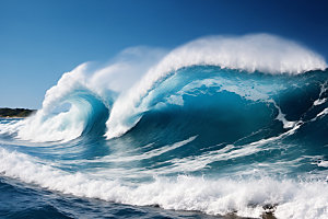 海浪浪花蓝色摄影图