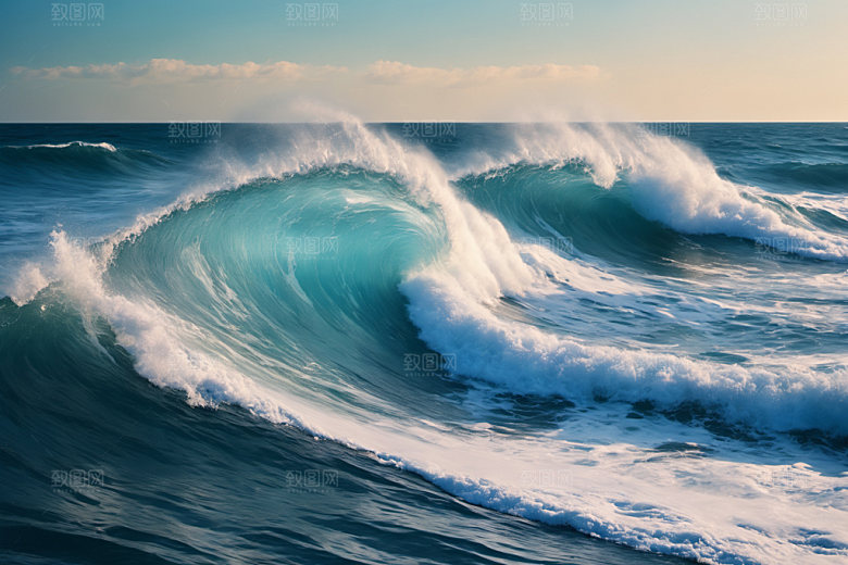 海浪波浪蓝色摄影图