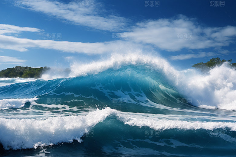 海浪海水蓝色摄影图