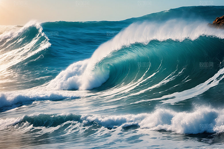海浪波浪浪花摄影图