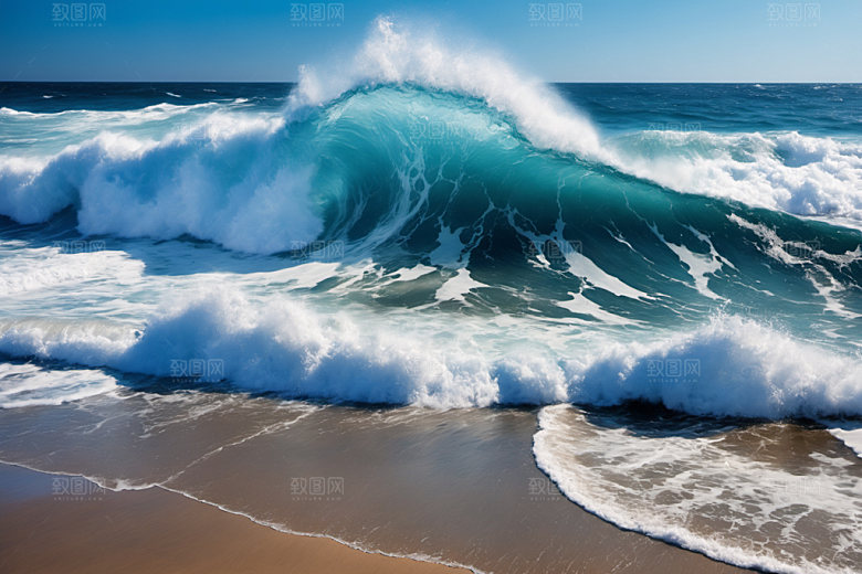 海浪自然浪花摄影图