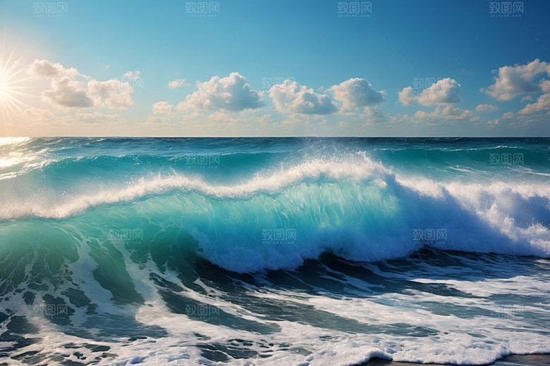 海浪浪花清透摄影图