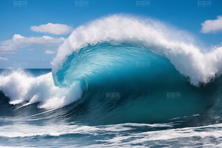 海浪自然蓝色摄影图