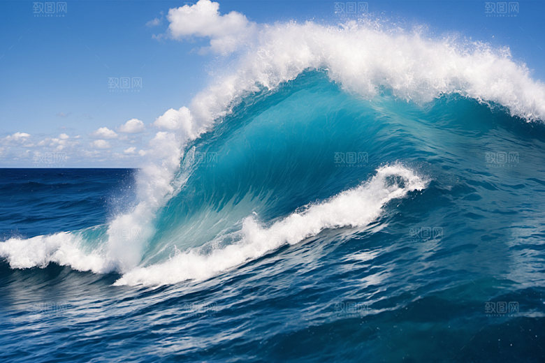 海浪蓝色海水摄影图