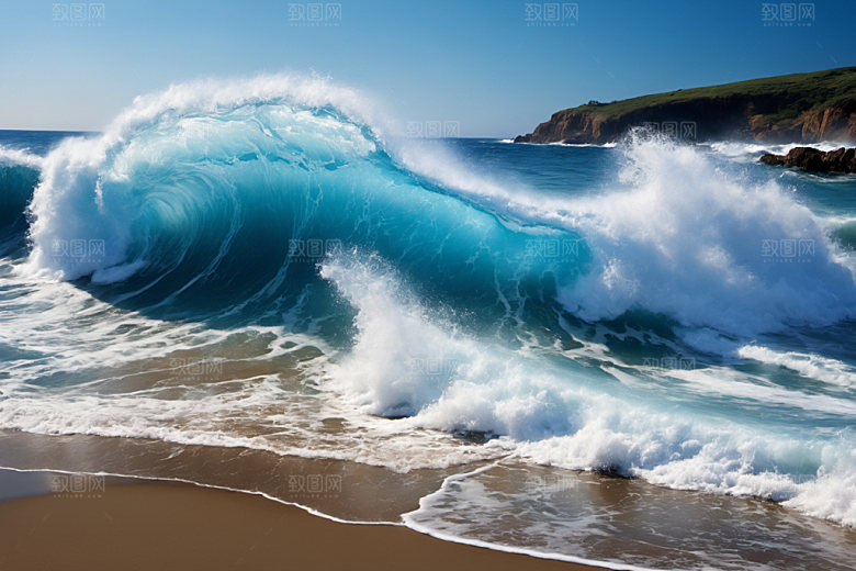 海浪蓝色大海摄影图