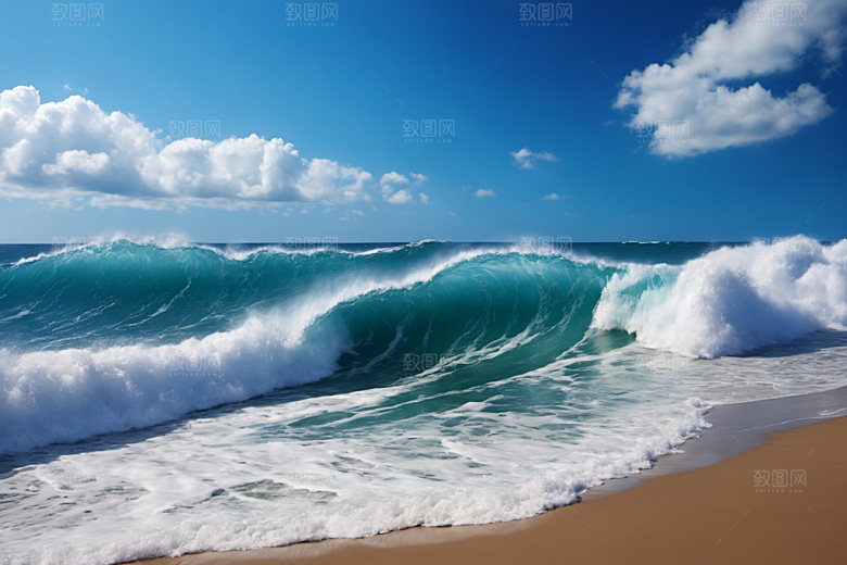 海浪蓝色自然摄影图