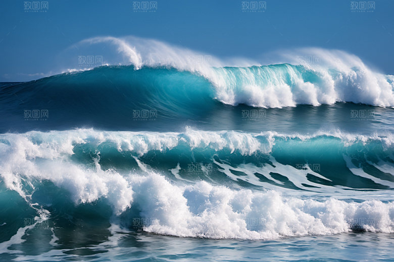 海浪蓝色海水摄影图
