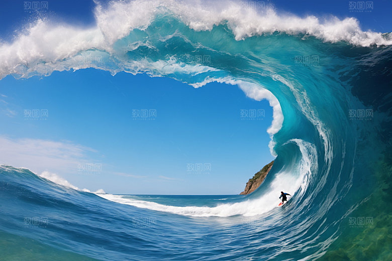 海浪海水蓝色摄影图