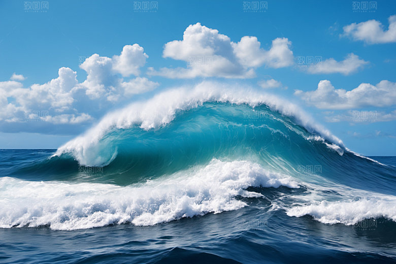 海浪清透浪花摄影图