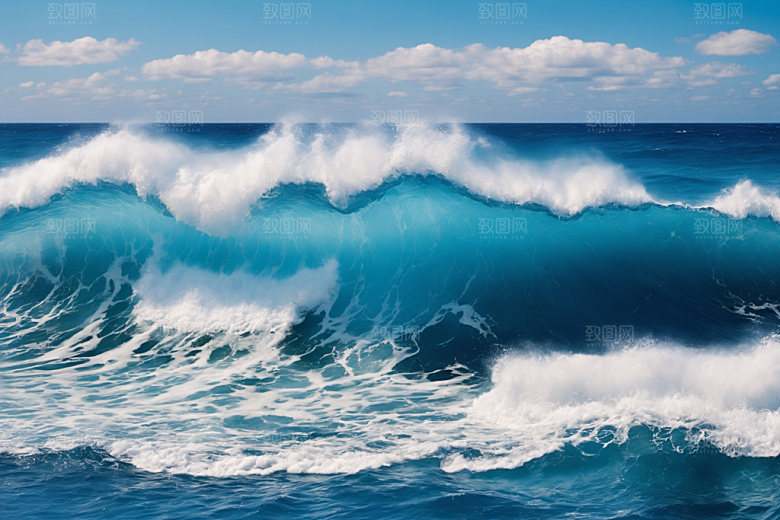 海浪清透波浪摄影图