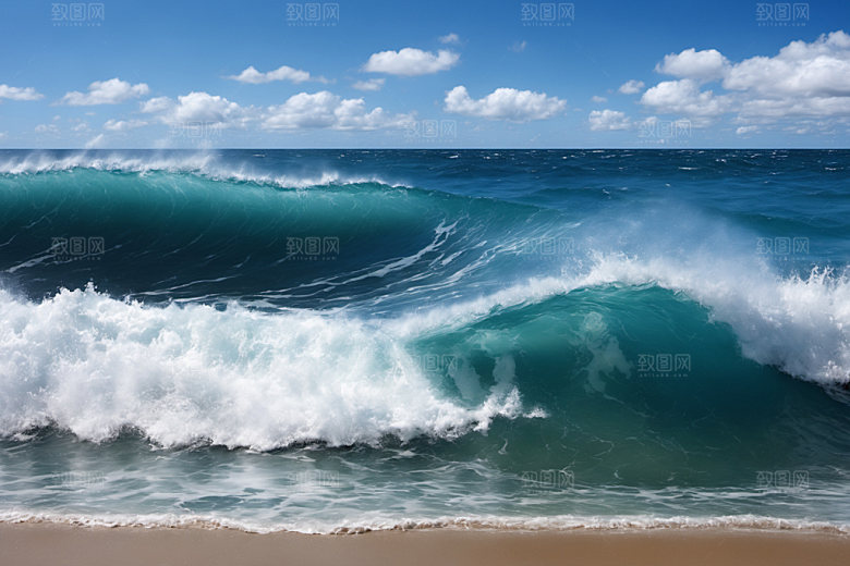 海浪蓝色大海摄影图