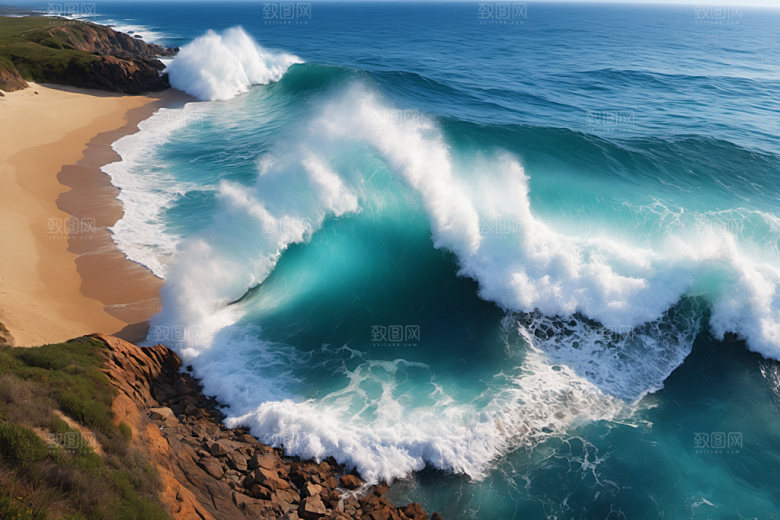 海浪大海波浪摄影图
