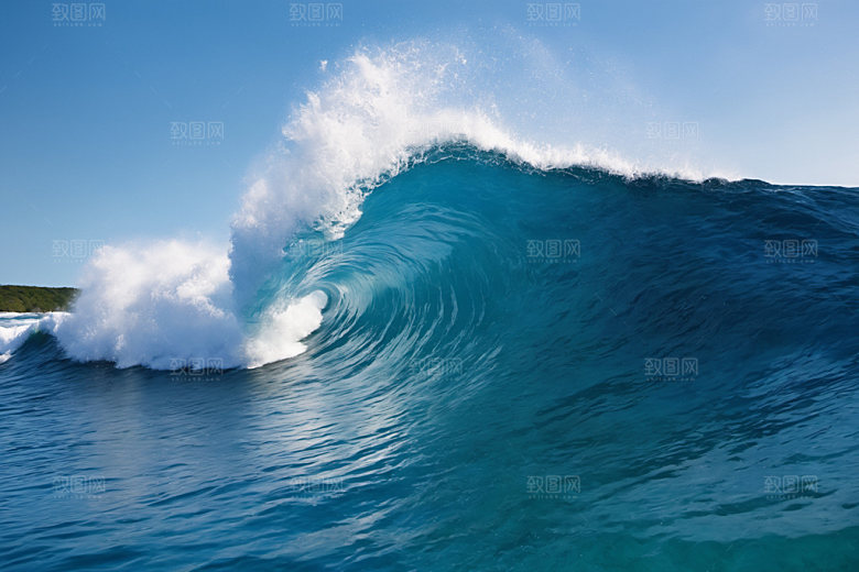 海浪蓝色浪花摄影图