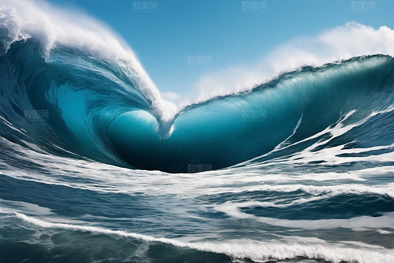 海浪清透浪花摄影图