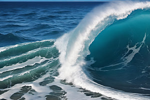 海浪清透波浪摄影图