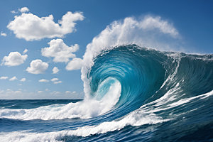 海浪蓝色浪花摄影图