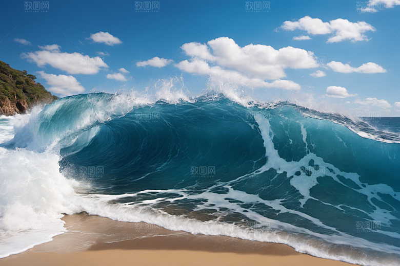 海浪海水蓝色摄影图