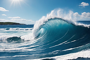 海浪大海蓝色摄影图