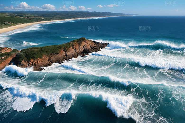 海浪大海浪花摄影图