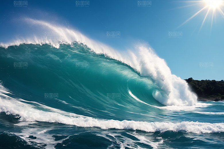 海浪清透大海摄影图