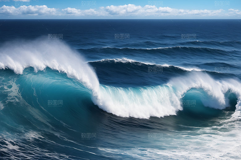 海浪清透蓝色摄影图