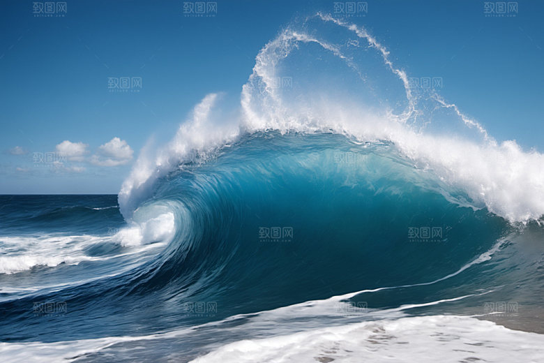 海浪大海蓝色摄影图