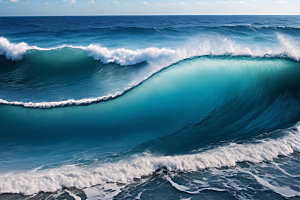 海浪蓝色波浪摄影图