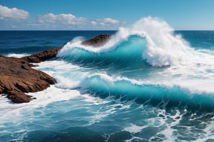 海浪浪花自然摄影图