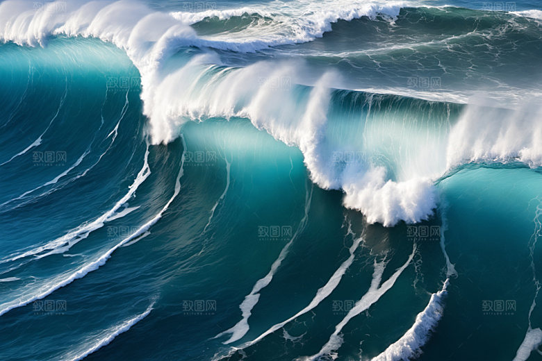 海浪波浪蓝色摄影图