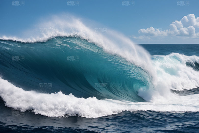海浪蓝色清透摄影图