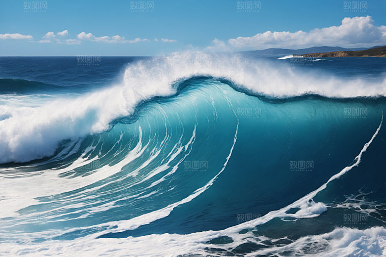海浪清透浪花摄影图