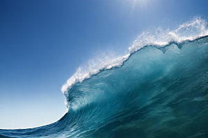 海浪波浪蓝色摄影图