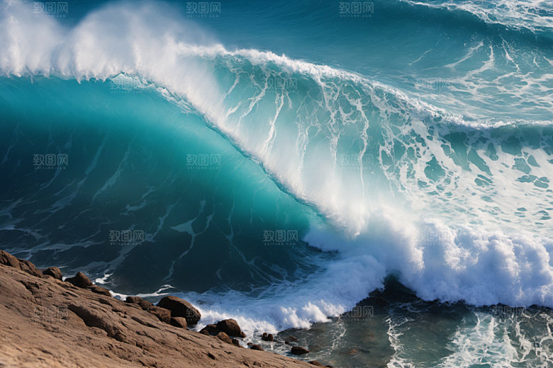 海浪蓝色清透摄影图
