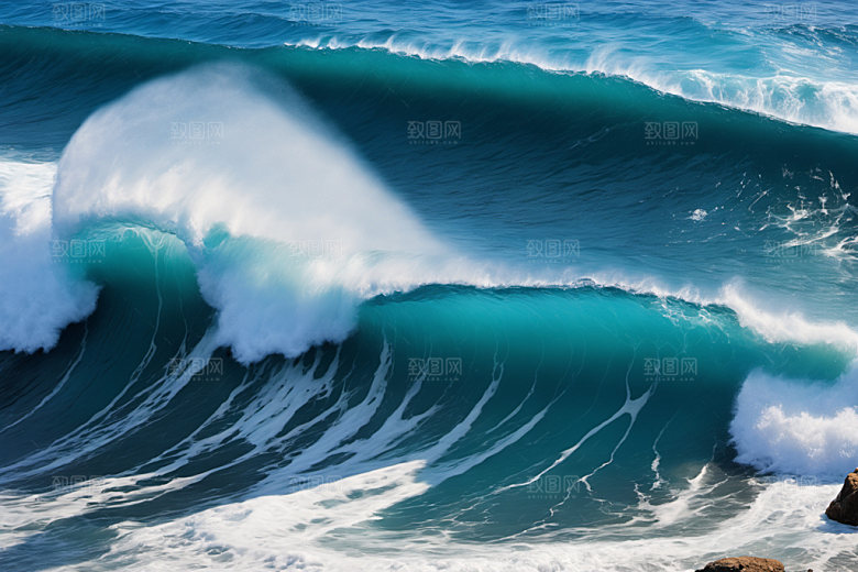 海浪蓝色波浪摄影图