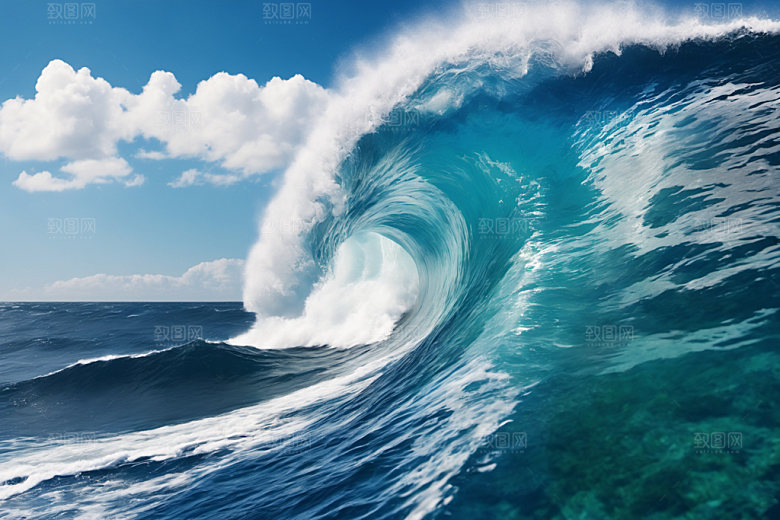 海浪浪花大海摄影图